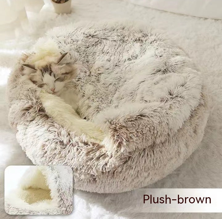 2 In 1 Dog And Cat Soft Round Winter Bed