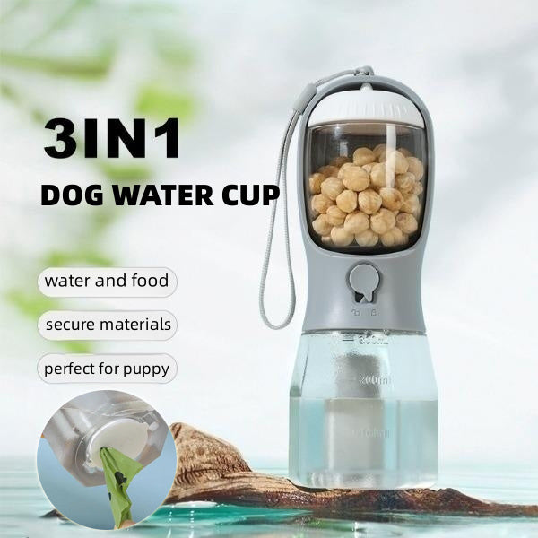 Portable Three-in-one Water Cup, Food Container, & Garbage Bag for Dogs