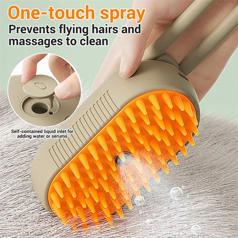 Pet Steam Brush 3 In 1 Electric Spray, Hair Brush, Grooming Comb, & Hair Removal Comb
