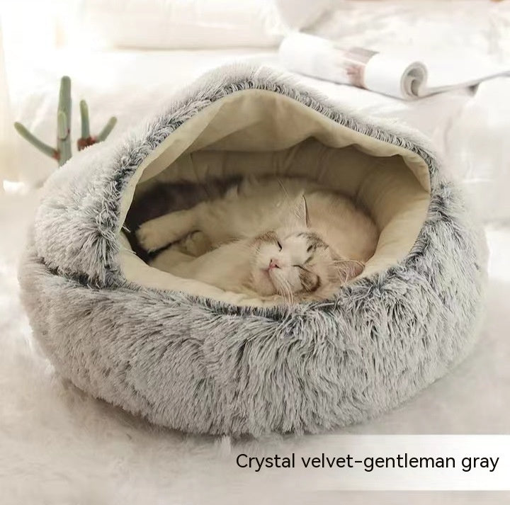 2 In 1 Dog And Cat Soft Round Winter Bed