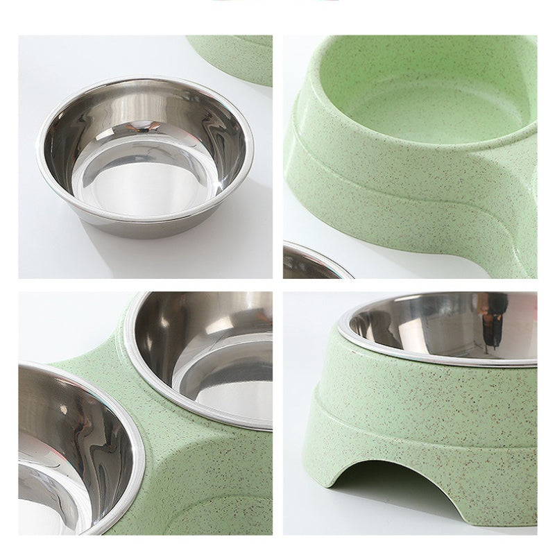 Double Pet Stainless Steel Bowls Food Water Feeder for Dogs & Cats