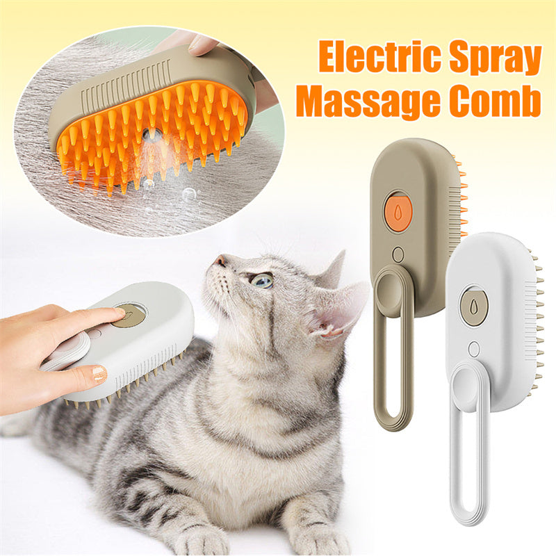 Pet Steam Brush 3 In 1 Electric Spray, Hair Brush, Grooming Comb, & Hair Removal Comb