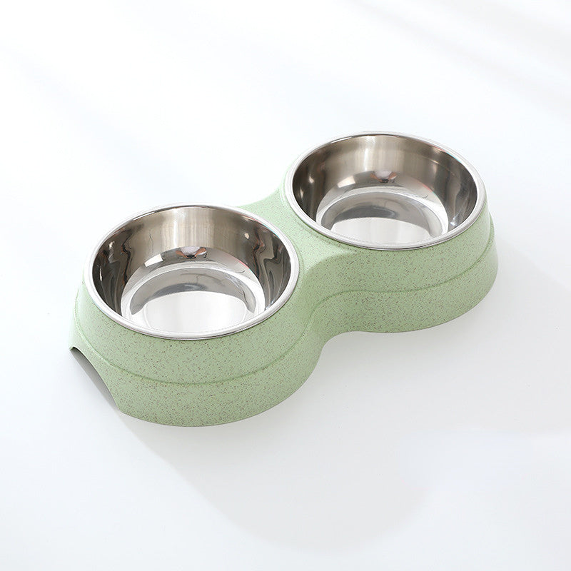 Double Pet Stainless Steel Bowls Food Water Feeder for Dogs & Cats