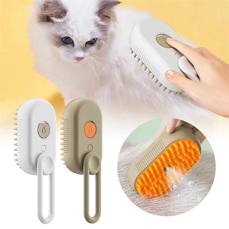 Pet Steam Brush 3 In 1 Electric Spray, Hair Brush, Grooming Comb, & Hair Removal Comb